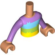 Torse de mini-poupée Garçon avec chemise à rayures lavande/azur moyen/vert citron/jaune, bras et mains nougat (Minidoll Torso Boy with Lavender/Medium Azure/Lime/Yellow Stripes Shirt, Nougat Arms and Hands)