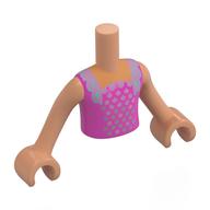 Visuel indicatif Rebrickable de Torse de mini-poupée Garçon avec robe rose foncé, métal rose / bleu métal DOTS motif imprimé, bras et mains nougat (Minidoll Torso Boy with Dark Pink Dress, Metal Pink/Metal Blue Dots Print, Nougat Arms and Hands)