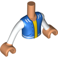 Torse de mini-poupée Garçon avec veste bleue, chemise jaune, manches blanches, bras et mains nougat (Minidoll Torso Boy with Blue Jacket, Yellow Shirt, White Sleeves, Nougat Arms and Hands)