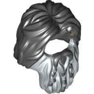 Visuel indicatif Rebrickable de Cheveux avec barbe tressé gris foncé bleuâtre et motif imprimé argent métallique [Bifur] (Hair with Beard Braided Dark Bluish Gray and Metallic Silver Print [Bifur])