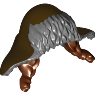 Cheveux et chapeau avec rabats, doublé de fourrure et brun foncé cheveux tressés motif imprimé (Hair and Hat with Flaps, Fur-lined and Dark Brown Braided Hair Print)
