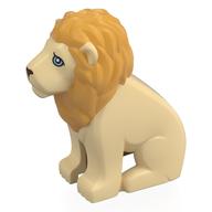Visuel indicatif Rebrickable de Animal, lion assis avec crinière jaune ocre, yeux azur moyen imprimé (Animal, Lion Sitting with Ochre Yellow Mane, Medium Azure Eyes Print)