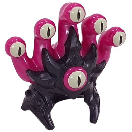 Couvre-chef, Couronne avec tentacules magenta, motif imprimé Yeux vert jaunâtre (Headwear, Crown with Magenta Tentacles, Yellowish Green Eyes Print)