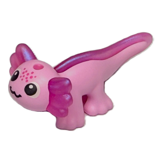 Visuel indicatif Rebrickable de Animal, axolotl avec opale queue transparent-rose, motif oreilles, visage motif imprimé (Animal, Axolotl with Opal Trans-Pink Tail, Ears Pattern, Face Print)