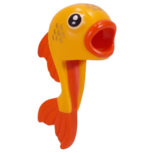 Costume / Masque, Poisson doré aux nageoires orange rougeâtres, Bouche, jaune clair vif/noir (Costume / Mask, Gold Fish with Reddish Orange Fins, Mouth, Bright Light Yellow/Black Eyes Print)