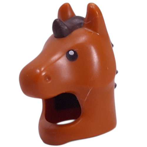 Visuel indicatif Rebrickable de Costume / Masque, Cheval à la crinière marron foncé, Yeux noirs motif imprimé (Costume / Mask, Horse with Dark Brown Mane, Black Eyes Print)