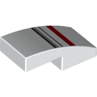 Visuel indicatif Rebrickable de Brique courbée 2 x 1 Non tenons avec motif imprimé Ecto 1 rayures (Brick Curved 2 x 1 No Studs with Ecto 1 Stripes Print)
