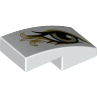 Visuel indicatif Rebrickable de Brique courbée 2 x 1 Non tenons avec œil gauche, motif imprimé or métallique (Brick Curved 2 x 1 No Studs with Left Eye, Metallic Gold Print)