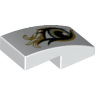 Visuel indicatif Rebrickable de Brique courbée 2 x 1 Non tenons avec œil droit, motif imprimé or métallique (Brick Curved 2 x 1 No Studs with Right Eye, Metallic Gold Print)