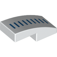 Visuel indicatif Rebrickable de Brique courbée 2 x 1 sans tenons avec des lignes azur foncé motif imprimé (Brick Curved 2 x 1 No Studs with Dark Azure Lines Print)