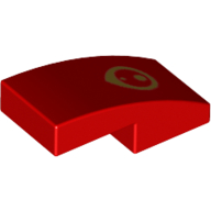 Visuel indicatif Rebrickable de Brique courbée 2 x 1 sans tenons avec motif imprimé œil d'or (Brick Curved 2 x 1 No Studs with Gold Eye Print)