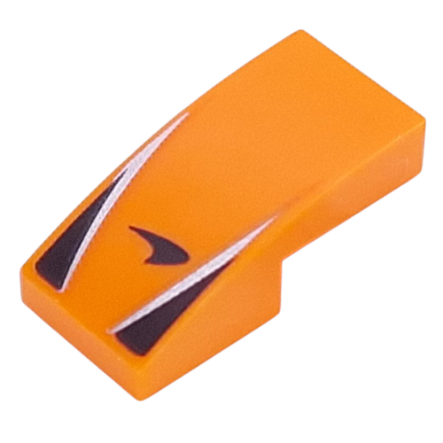 Visuel indicatif Rebrickable de Brique courbée 2 x 1 Non tenons avec logo McLaren noir, triangles noirs, motif imprimé rayures argentées (Brick Curved 2 x 1 No Studs with Black McLaren Logo, Black Triangles, Silver Stripes Print)