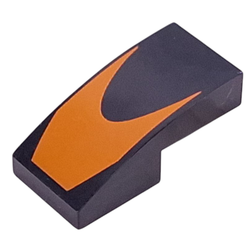 Visuel indicatif Rebrickable de Brique courbée 2 x 1 Non tenons avec motif imprimé de forme orange (Brick Curved 2 x 1 No Studs with Orange Shape Print)