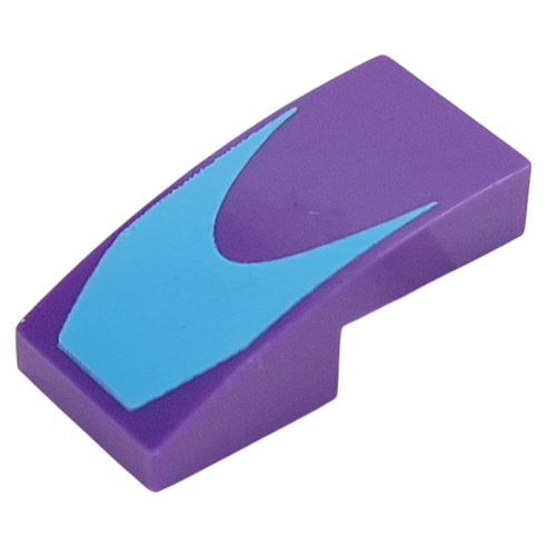 Visuel indicatif Rebrickable de Brique courbée 2 x 1 sans tenons avec motif imprimé de forme azur moyen (Brick Curved 2 x 1 No Studs with Medium Azure Shape Print)