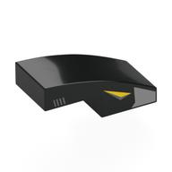 Visuel indicatif Rebrickable de Brique courbée 2 x 1 Non tenons avec forme argentée, motif imprimé œil jaune sur le côté (Brick Curved 2 x 1 No Studs with Silver Shape, Yellow Eye on Side Print)