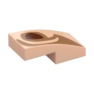 Visuel indicatif Rebrickable de Brique courbée 2 x 1 sans tenons avec œil brun rougeâtre, motif imprimé sourcils nougat (Brick Curved 2 x 1 No Studs with Reddish Brown Eye, Nougat Eyebrow Print)