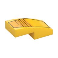 Visuel indicatif Rebrickable de Brique courbée 2 x 1 Non tenons avec motif imprimé phare orange (Brick Curved 2 x 1 No Studs with Orange Headlight Print)