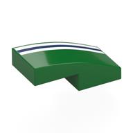 Visuel indicatif Rebrickable de Brique courbée 2 x 1 Non tenons avec motif imprimé Blanc/Bleu Foncé/Blanc (Brick Curved 2 x 1 No Studs with White/Dark Blue/White Stripes Print)