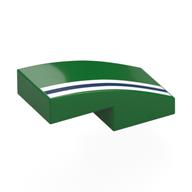 Visuel indicatif Rebrickable de Brique courbée 2 x 1 Non tenons avec motif imprimé Blanc/Bleu Foncé/Blanc (Brick Curved 2 x 1 No Studs with White/Dark Blue/White Stripes Print)