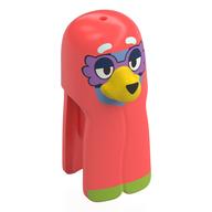 Tête de minifigurine Chien spécial avec couverture corail avec visage bleu moyen, nez jaune, sourcils blancs, motif : lunettes lavande (Minifig Head Special Dog with Blanket Coral with Medium Blue Face, Yellow Nose, White Eyebrows, Lavender Glasses Print)