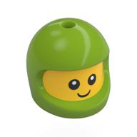 Visuel indicatif Rebrickable de Tête de minifigurine spéciale, bébé avec motif de casque de vert citron, motif imprimé visage (Minifig Head Special, Baby with Lime Helmet Pattern, Face Print)