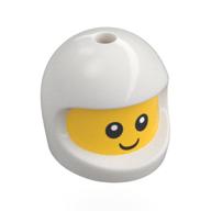 Visuel indicatif Rebrickable de Tête de minifigurine Spécial, Bébé avec motif Casque blanc, Motif imprimé visage (Minifig Head Special, Baby with White Helmet Pattern, Face Print)