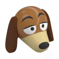 Tête d'animal, Chien avec motif imprimé Slinky (Animal Head, Dog with Slinky Print)