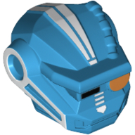 Visuel indicatif Rebrickable de Tête de minifigurine spéciale, robot, escouade de galaxie avec œil droit rectangle noir, œil gauche rond orange et motifs imprimés lignes blanches (Minifig Head Special, Robot, Galaxy Squad with Black Rectangle Right Eye, Orange Round Left Eye and White Lines Print)