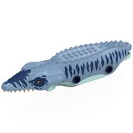 Visuel indicatif Rebrickable de Partie du corps d'animal, dinosaure, corps de mosasaurus avec des marques bleues foncées, motif imprimé de ventre vert d’eau clair (Animal Body Part, Dinosaur, Mosasaurus Body with Dark Blue Markings, Light Aqua Belly Print)