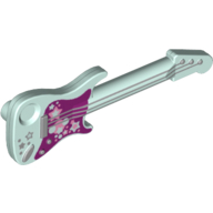 Visuel indicatif Rebrickable de Instrument de musique Guitare électrique avec cordes argentées et étoiles sur fond magenta motif imprimé (Musical Instrument Guitar Electric with Silver Strings and Stars on Magenta Background Print)