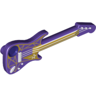 Visuel indicatif Rebrickable de Instrument de musique Guitare électrique avec cordes blanches et motif imprimé géométrique étoile et or (Musical Instrument Guitar Electric with White Strings and Star and Gold Geometric Print)