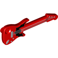 Visuel indicatif Rebrickable de Guitare instrument de musique électrique avec cordes d'argent et motif imprimé bat noir (Musical Instrument Guitar Electric with Silver Strings and Black Bat Print)
