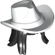 Visuel indicatif Rebrickable de Cheveux et chapeau, fedora, bord grand, motif de cheveux noirs longs (Hair and Hat, Fedora, Wide Brim, Long Black Hair Pattern)