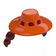 Chapeau, bord grand orange rougeâtre avec motif pigtails (Hat, Wide Brim Reddish Orange with Pigtails Pattern)