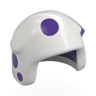 Casque, boutons blanc avec motif de taches violet foncé (Helmet, Knobs White with Dark Purple Spots Pattern)
