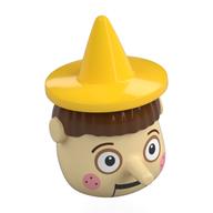 Tête spéciale, Pinocchio avec chapeau jaune, motif de cheveux brun rougeâtre, yeux blancs, motif imprimé de joues roses (Head Special, Pinocchio with Yellow Hat, Reddish Brown Hair Pattern, White Eyes, Pink Cheeks Print)