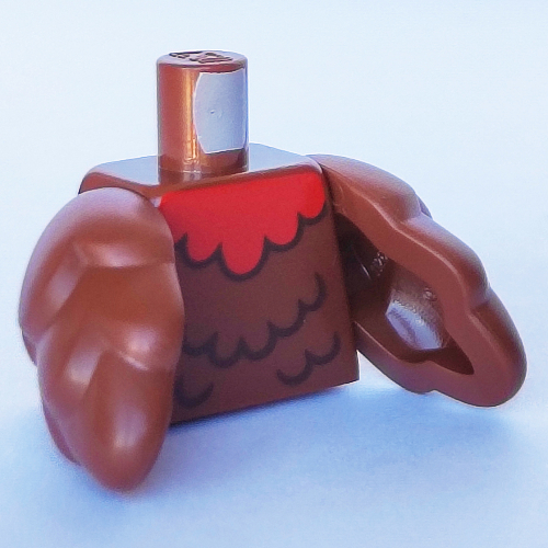 Torse avec ailes d'oiseau, plumes brun foncé, motif : col rouge (Torso with Bird Wings, Dark Brown Feathers, Red Collar Print)