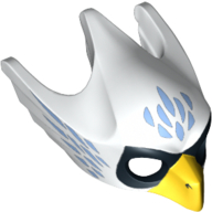 Masque oiseau (aigle) avec bec jaune, plumes bleues moyennes et des cernes noirs motif imprimé (Mask Bird (Eagle) with Yellow Beak, Medium Blue Feathers and Black Eye Circles Print)