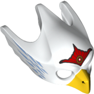 Masque Oiseau (Aigle) avec bec jaune, Tiare rouge et Plumes bleues imprimé (Mask Bird (Eagle) with Yellow Beak, Red Tiara and Blue Feathers Print)