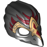 Masque oiseau (raven) avec bec d'or et des marques rouges motif imprimé (Mask Bird (Raven) with Gold Beak and Red Markings Print)