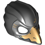 Masque Oiseau (Raven) avec le bec d'or et motifs imprimés d'or (Mask Bird (Raven) with Gold Beak and Gold Markings Print)