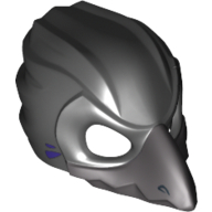 Masque oiseau (raven) avec bec gris bleuté foncé et motif imprimé cache-œil argent (Mask Bird (Raven) with Dark Bluish Gray Beak and Silver Eyepatch Print)