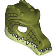 Visuel indicatif Rebrickable de Masque Crocodile avec Dents, Jaune Vert Mâchoire Inférieure et Noir Échelle Motif imprimé (Mask Crocodile with Teeth, Yellowish Green Lower Jaw and Black Scale Lines Print)