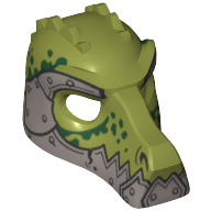 Visuel indicatif Rebrickable de Masque Crocodile avec Argent Métallique Mâchoire Inférieure et Armure avec Rivets et Taches Vert foncé motif imprimé (Mask Crocodile with Metallic Silver Lower Jaw and Armor with Rivets and Dark Green Spots Print)