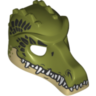 Visuel indicatif Rebrickable de Masque crocodile avec dents, beige mâchoire inférieure et écailles vert foncé motif imprimé (Mask Crocodile with Teeth, Tan Lower Jaw and Dark Green Scales Print)