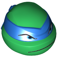 Visuel indicatif Rebrickable de Tête de minifigurine Spécial, Tortue Ninja avec masque bleu et motif imprimé froncé (Leonardo) (Minifig Head Special, Ninja Turtle with Blue Mask and Frown Print (Leonardo))