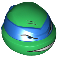 Visuel indicatif Rebrickable de Tête de minifigurine Spécial, Tortue Ninja avec masque bleu, Scrawl et Scratches motif imprimé (Leonardo) (Minifig Head Special, Ninja Turtle with Blue Mask, Scowl and Scratches Print (Leonardo))