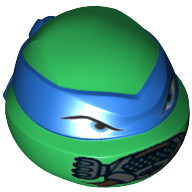 Tête de minifigurine Spécial, Tortue Ninja avec masque bleu et motif imprimé appareil respiratoire (Leonardo) (Minifig Head Special, Ninja Turtle with Blue Mask and Breathing Apparatus Print (Leonardo))