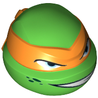 Visuel indicatif Rebrickable de Tête de minifigurine spéciale, tortue ninja avec masque orange et motif imprimé ricanement (michelangelo) (Minifig Head Special, Ninja Turtle with Orange Mask and Sneer Print (Michelangelo))