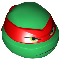 Visuel indicatif Rebrickable de Tête de minifigurine Spécial, Tortue Ninja avec masque rouge et motif imprimé froncé (Raphaël) (Minifig Head Special, Ninja Turtle with Red Mask and Frown Print (Raphael))